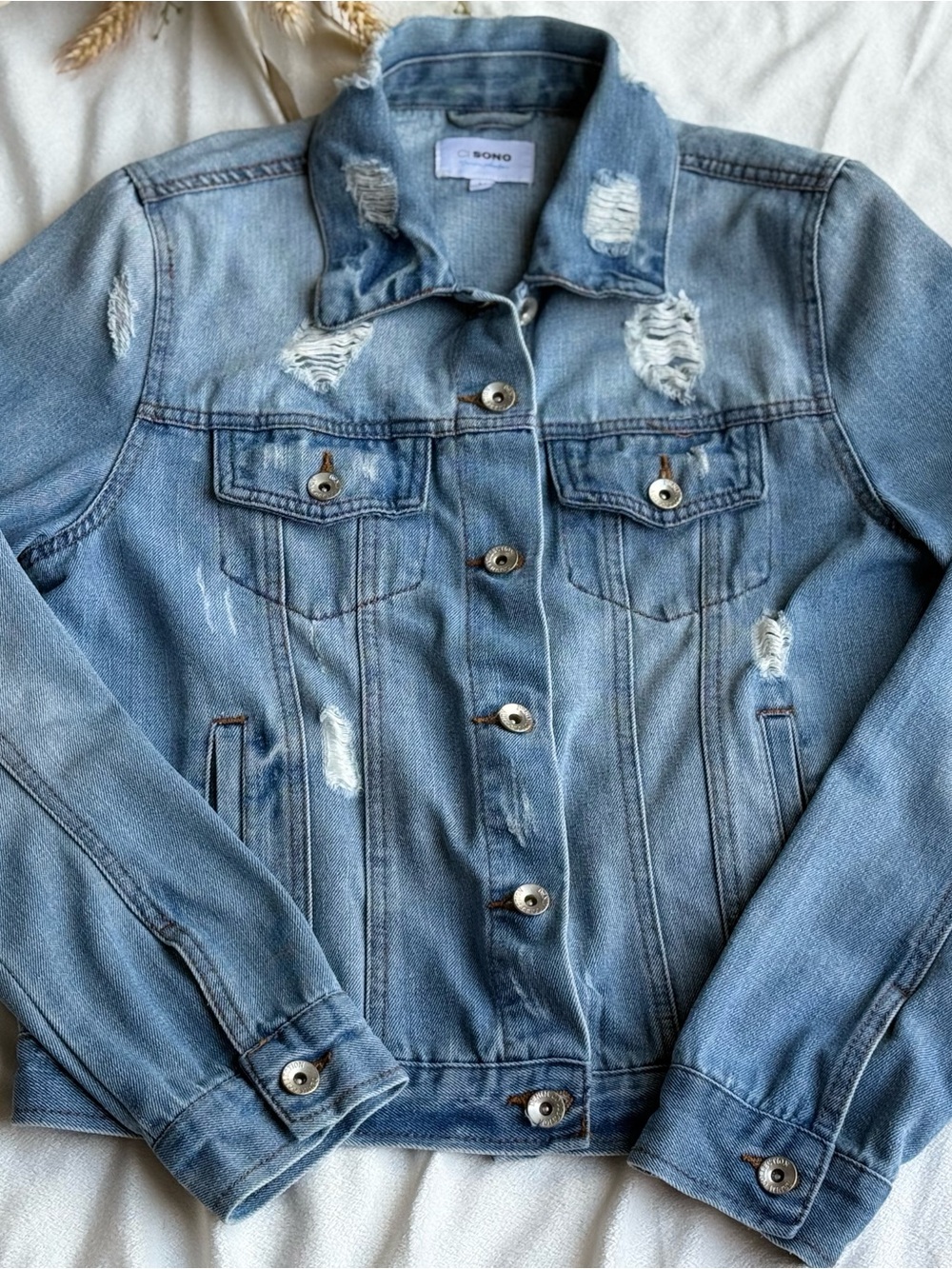 Ci Sono Light Blue Distressed Denim Jacket